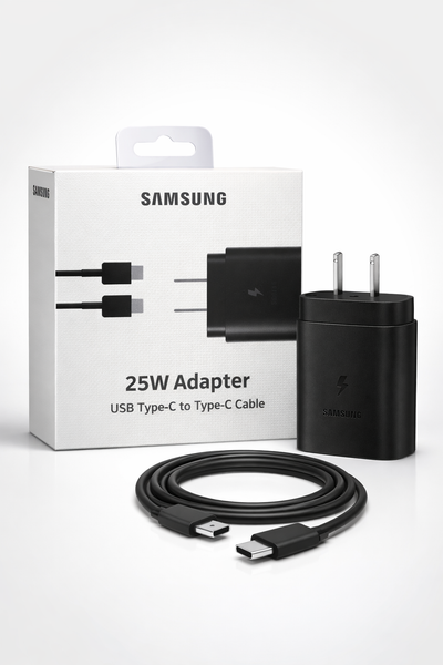 Samsung Original 25W USB Type-C Travel Adaptor Cable for Google Pixel, Xiaomi, Motorola, iPhone, Samsung Galaxy Tab S/A Series, Galaxy S10/M54/M55/A80/A90/S25/S24, Black
