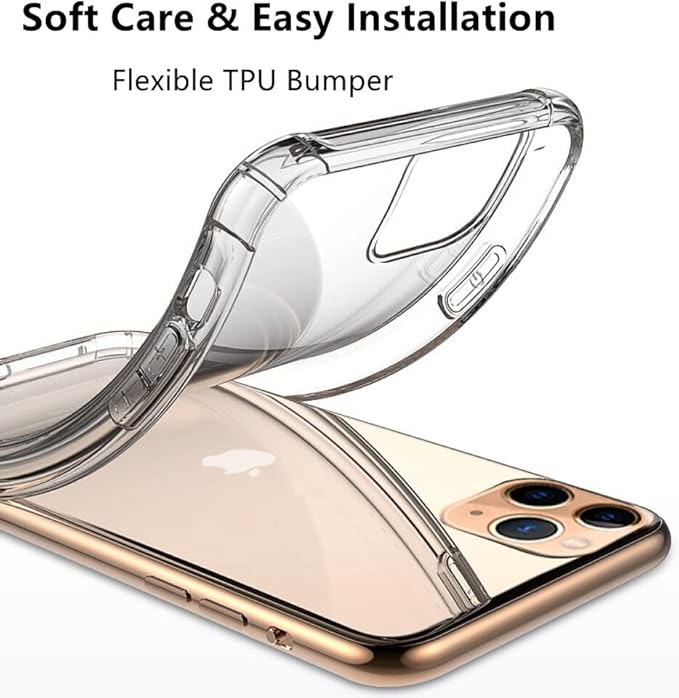 Case for iPhone 11 Pro (5.8-Inch), Premium Flexible Bumper Cover, Transparent Shockproof iPhone 11 Pro Case With Drop Protection Corners, Anti-Scratch Hard PC Back Plate, Crystal Clear