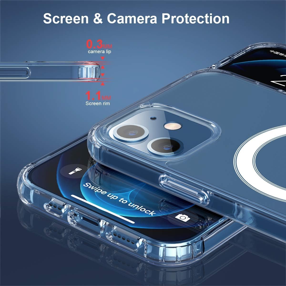 Clear MagSafe Compatible iPhone 12 Mini Case, Slim Protective Cover with Soft TPU Bumper, 5.4-inch
