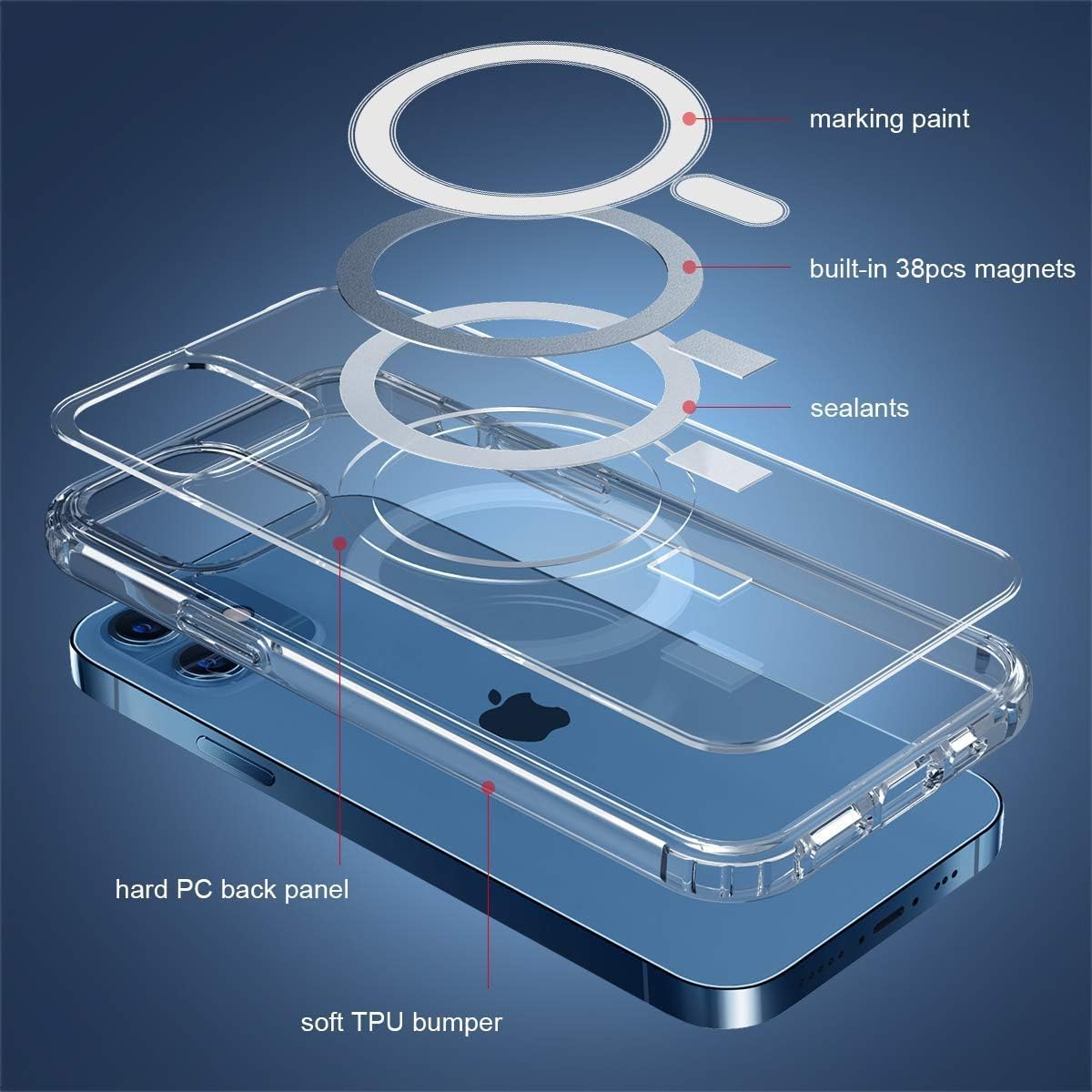 Clear MagSafe Compatible iPhone 12 Mini Case, Slim Protective Cover with Soft TPU Bumper, 5.4-inch