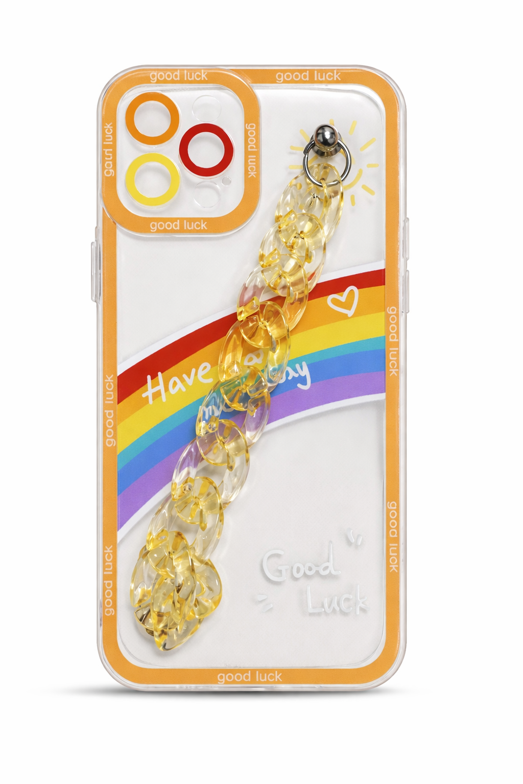 Bling Chain Bracelets Phone Case Compatible with iPhone 12 Pro, Clear Cute Women Case with Unicorn Sparkle Diamond Hand Strap, Soft TPU Back Cover