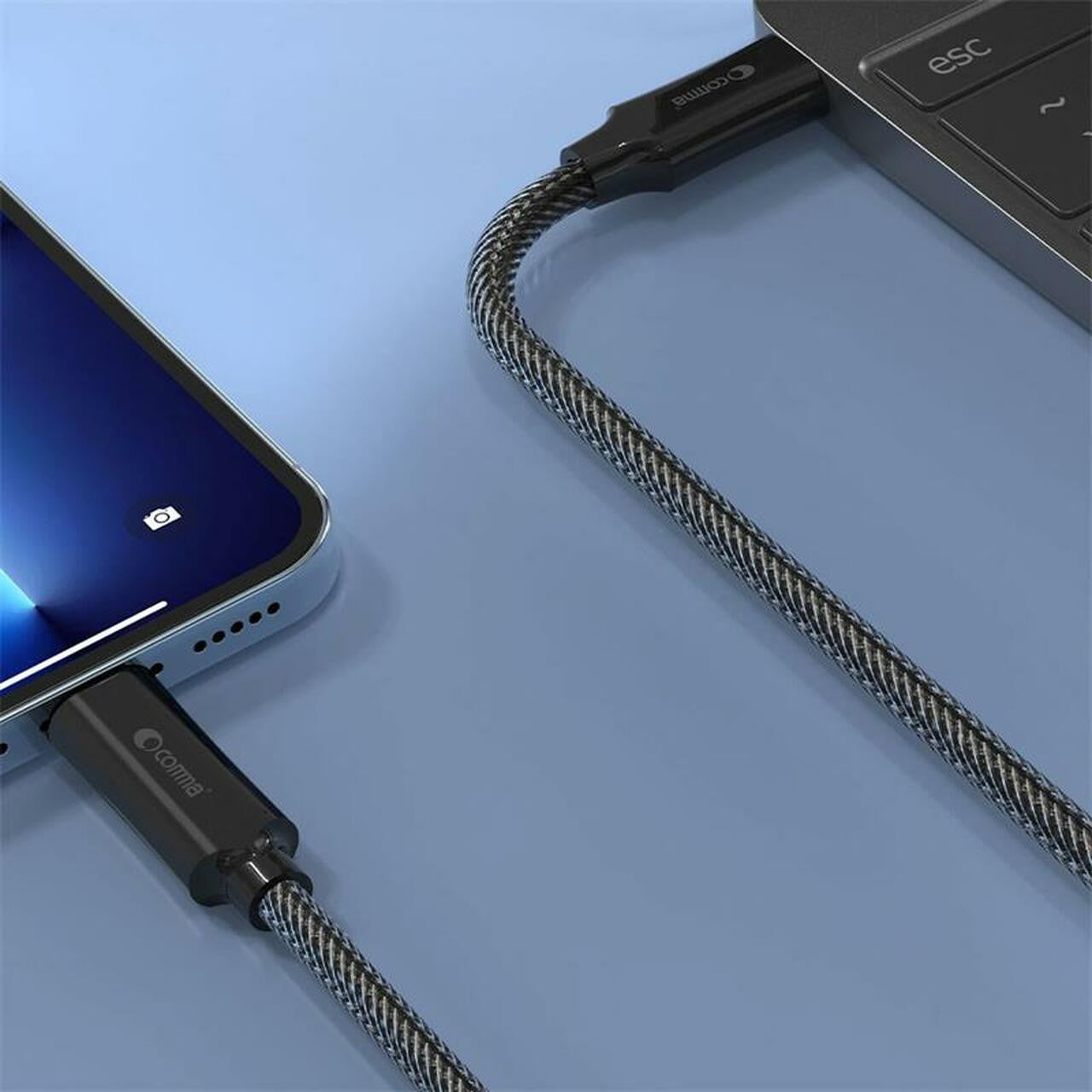Comma MFI Certified Zinc Woven PD Braided Cable Jub Series, Charge 50% Within 30 Min (3A, 1.5M)